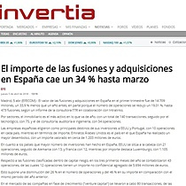 El importe de las fusiones y adquisiciones en Espaa cae un 34 % hasta marzo